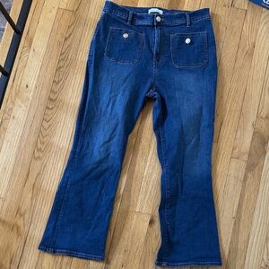 LOFT Dark Blue kick crop ankle Flare Jeans size 30 10 stretch